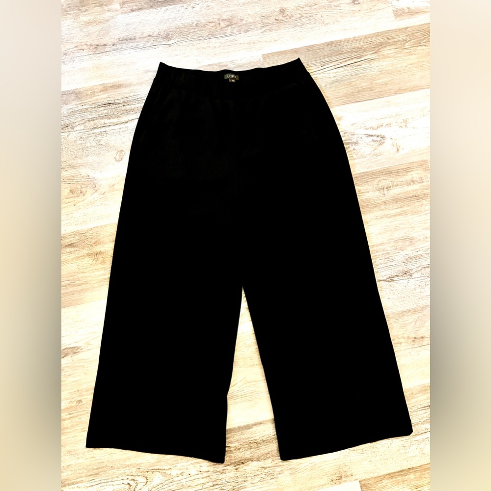 LOFT Wide Leg Ankle Length Trousers Black Size Large